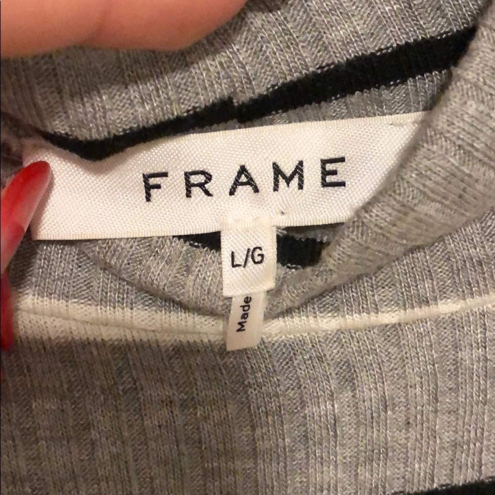 FRAME Striped Ribbed-Knit Turtleneck - Picture 3 of 4